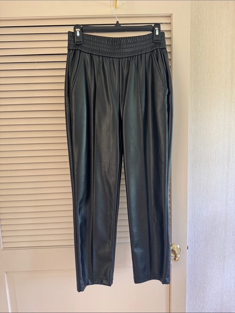 Faux Leather Ankle Pants - Black